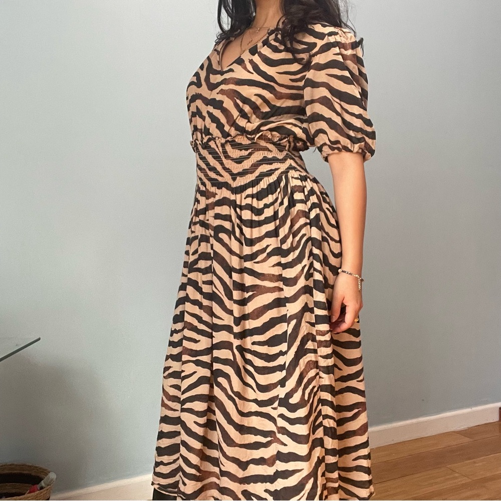 J. Crew Tan and Black Maxi Dress